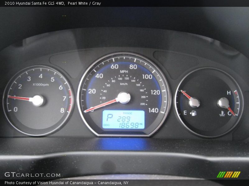 Pearl White / Gray 2010 Hyundai Santa Fe GLS 4WD