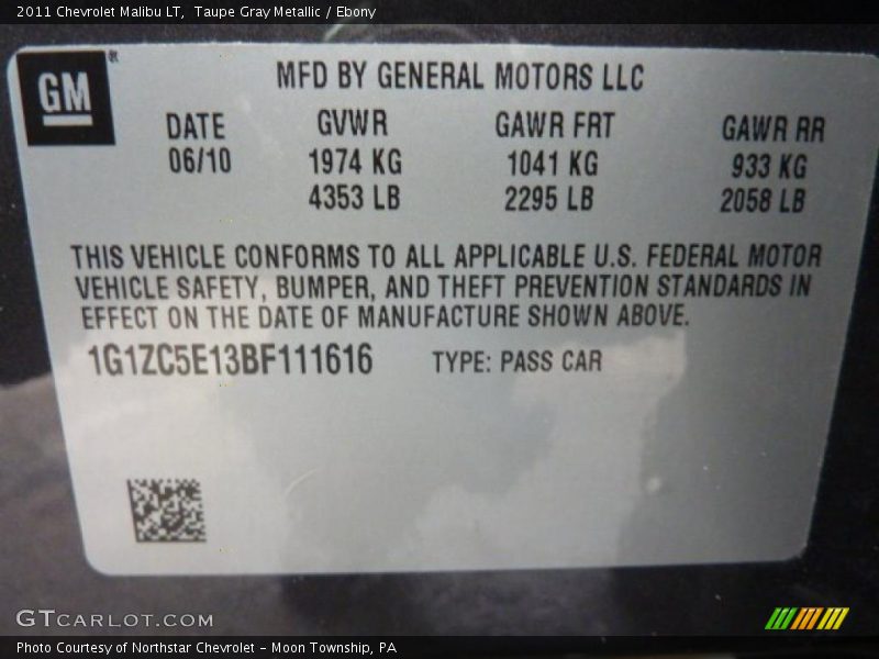 Taupe Gray Metallic / Ebony 2011 Chevrolet Malibu LT