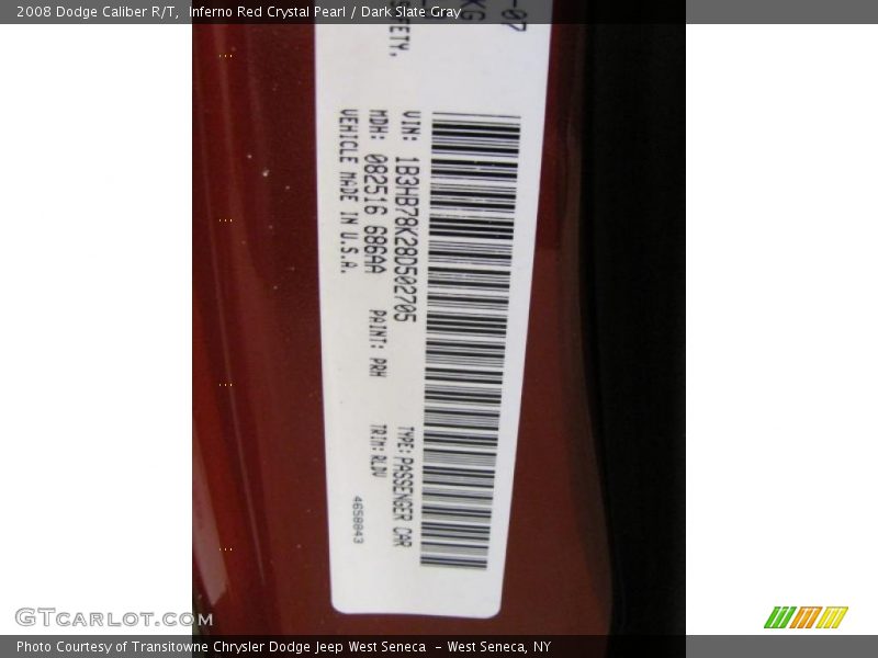 Inferno Red Crystal Pearl / Dark Slate Gray 2008 Dodge Caliber R/T