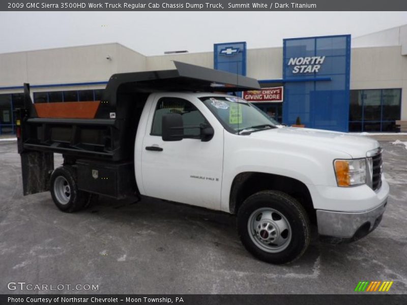 Summit White / Dark Titanium 2009 GMC Sierra 3500HD Work Truck Regular Cab Chassis Dump Truck