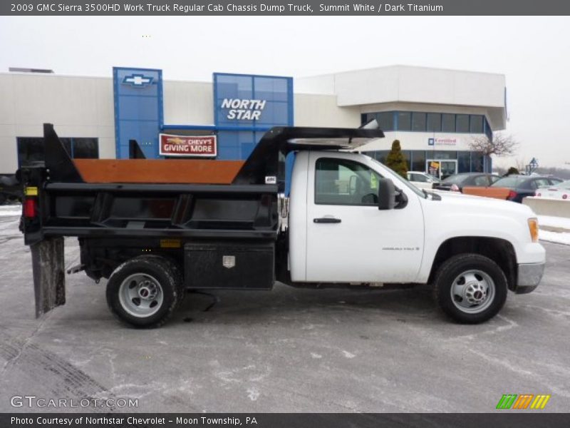 Summit White / Dark Titanium 2009 GMC Sierra 3500HD Work Truck Regular Cab Chassis Dump Truck