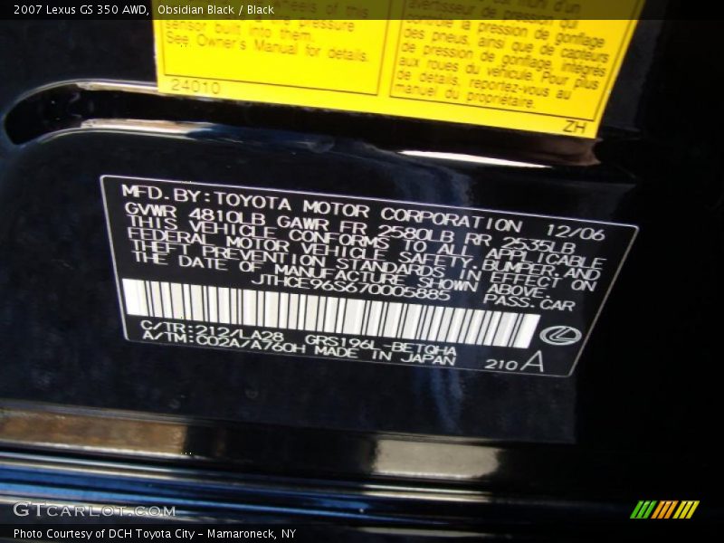 Obsidian Black / Black 2007 Lexus GS 350 AWD