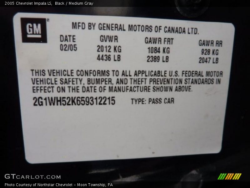 Black / Medium Gray 2005 Chevrolet Impala LS