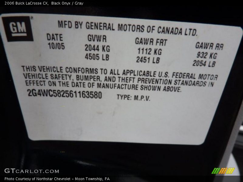 Black Onyx / Gray 2006 Buick LaCrosse CX