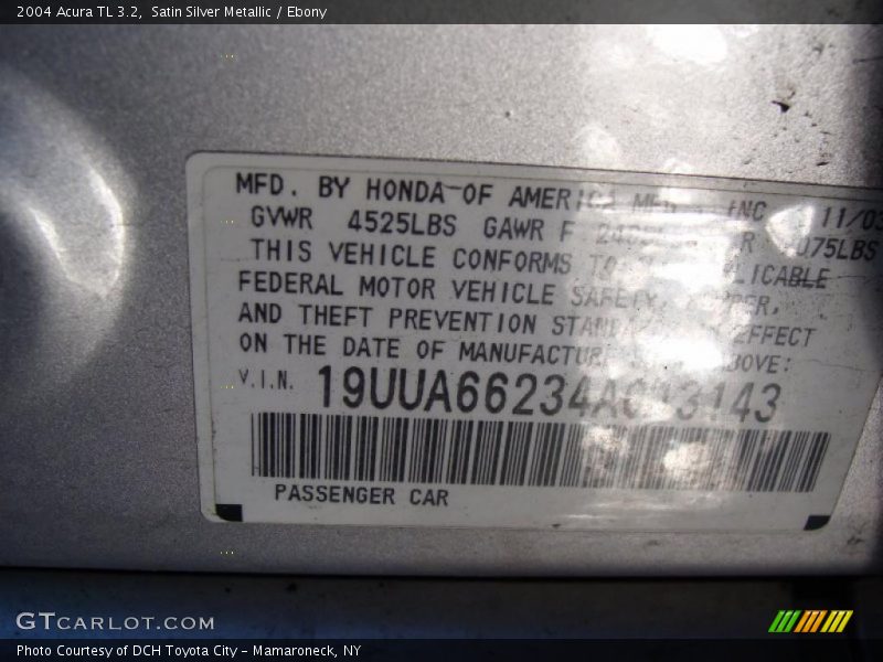 Satin Silver Metallic / Ebony 2004 Acura TL 3.2