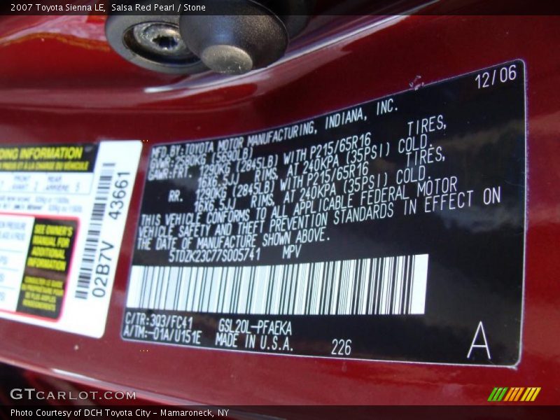 Salsa Red Pearl / Stone 2007 Toyota Sienna LE