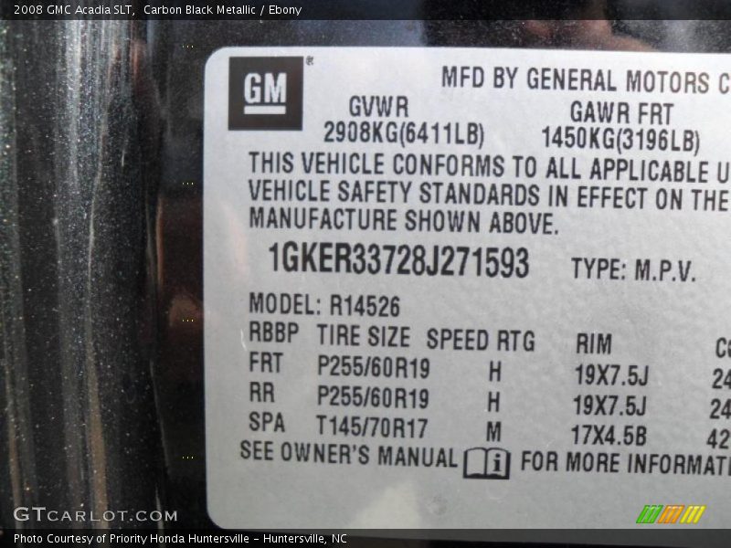 Carbon Black Metallic / Ebony 2008 GMC Acadia SLT