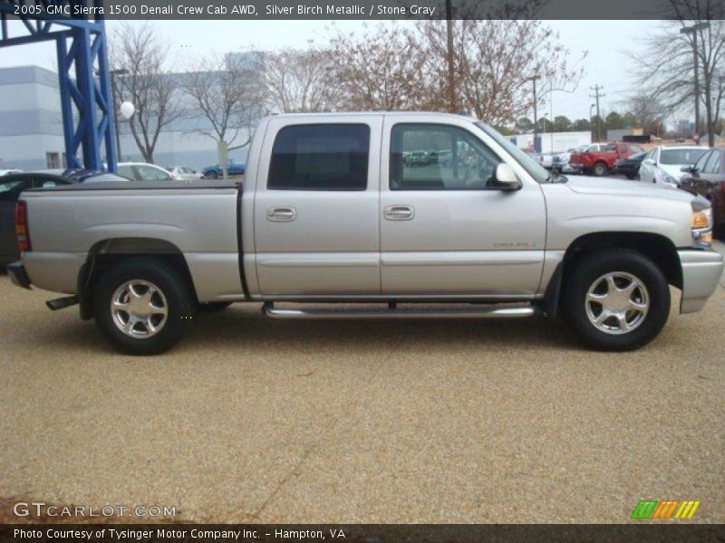 Silver Birch Metallic / Stone Gray 2005 GMC Sierra 1500 Denali Crew Cab AWD