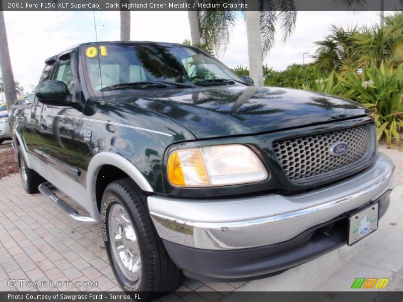 Dark Highland Green Metallic / Medium Graphite 2001 Ford F150 XLT SuperCab