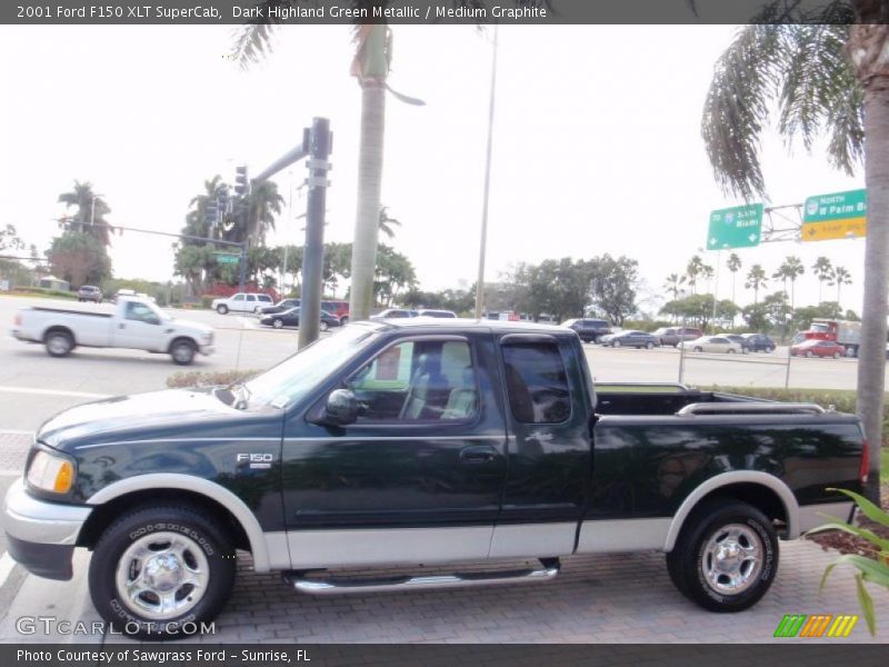 Dark Highland Green Metallic / Medium Graphite 2001 Ford F150 XLT SuperCab