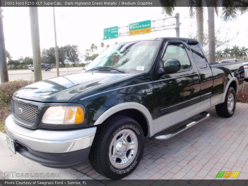 Dark Highland Green Metallic / Medium Graphite 2001 Ford F150 XLT SuperCab