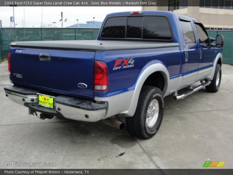 Sonic Blue Metallic / Medium Flint Grey 2003 Ford F250 Super Duty Lariat Crew Cab 4x4