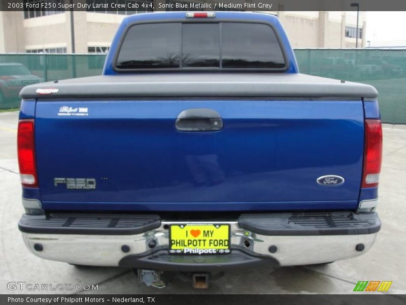 Sonic Blue Metallic / Medium Flint Grey 2003 Ford F250 Super Duty Lariat Crew Cab 4x4