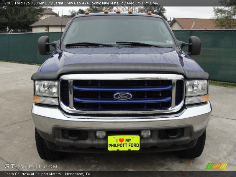 Sonic Blue Metallic / Medium Flint Grey 2003 Ford F250 Super Duty Lariat Crew Cab 4x4