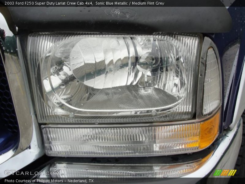 Sonic Blue Metallic / Medium Flint Grey 2003 Ford F250 Super Duty Lariat Crew Cab 4x4