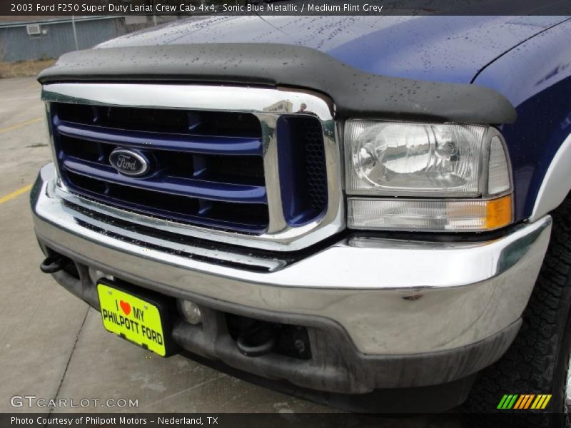 Sonic Blue Metallic / Medium Flint Grey 2003 Ford F250 Super Duty Lariat Crew Cab 4x4