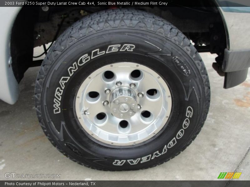 Sonic Blue Metallic / Medium Flint Grey 2003 Ford F250 Super Duty Lariat Crew Cab 4x4
