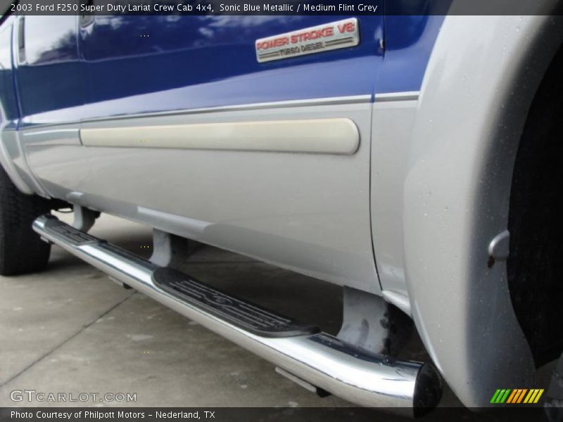 Sonic Blue Metallic / Medium Flint Grey 2003 Ford F250 Super Duty Lariat Crew Cab 4x4