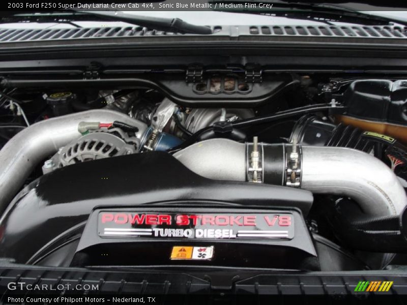 Sonic Blue Metallic / Medium Flint Grey 2003 Ford F250 Super Duty Lariat Crew Cab 4x4