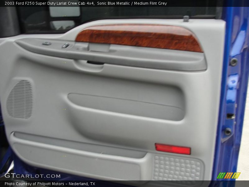 Sonic Blue Metallic / Medium Flint Grey 2003 Ford F250 Super Duty Lariat Crew Cab 4x4