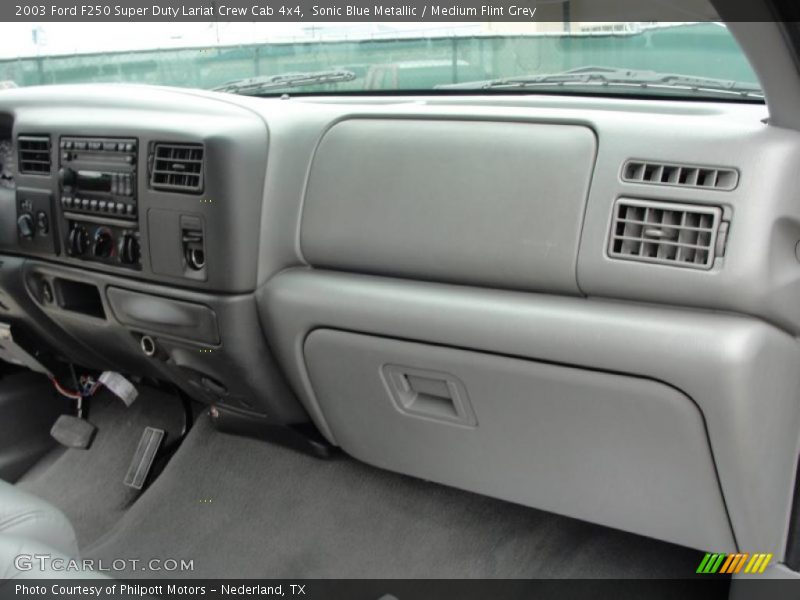 Sonic Blue Metallic / Medium Flint Grey 2003 Ford F250 Super Duty Lariat Crew Cab 4x4