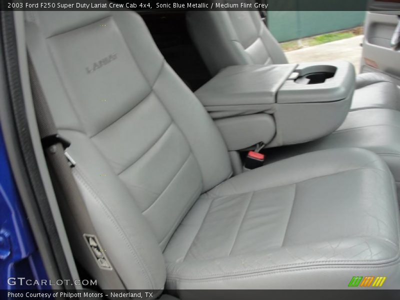 Sonic Blue Metallic / Medium Flint Grey 2003 Ford F250 Super Duty Lariat Crew Cab 4x4
