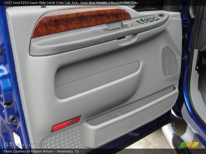 Sonic Blue Metallic / Medium Flint Grey 2003 Ford F250 Super Duty Lariat Crew Cab 4x4