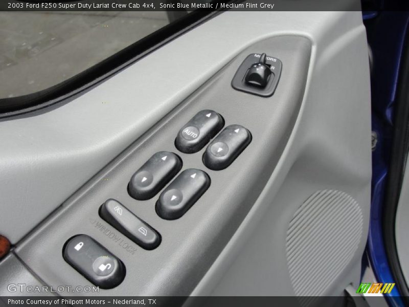 Sonic Blue Metallic / Medium Flint Grey 2003 Ford F250 Super Duty Lariat Crew Cab 4x4