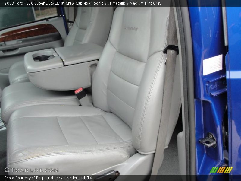 Sonic Blue Metallic / Medium Flint Grey 2003 Ford F250 Super Duty Lariat Crew Cab 4x4