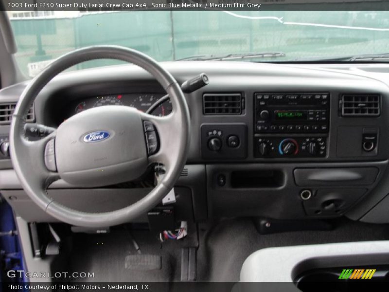 Sonic Blue Metallic / Medium Flint Grey 2003 Ford F250 Super Duty Lariat Crew Cab 4x4