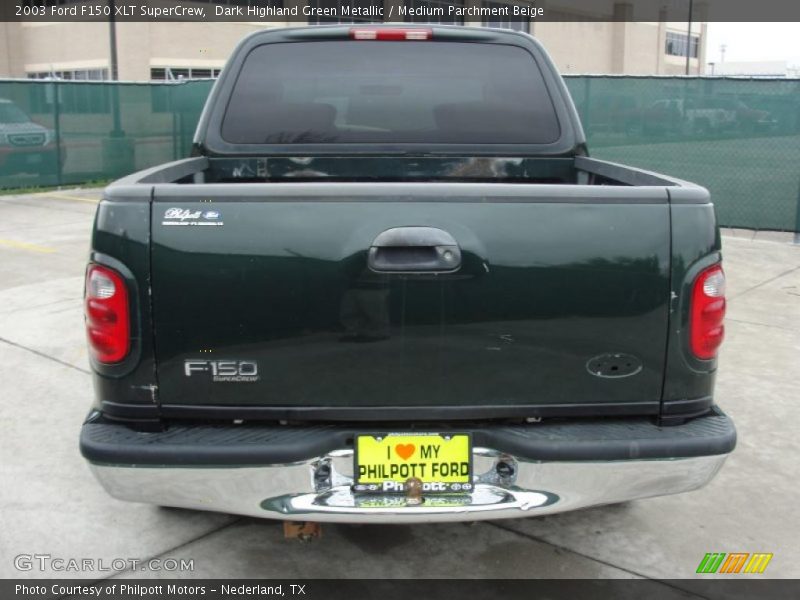 Dark Highland Green Metallic / Medium Parchment Beige 2003 Ford F150 XLT SuperCrew