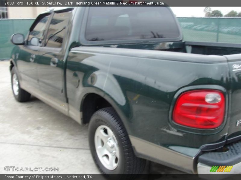 Dark Highland Green Metallic / Medium Parchment Beige 2003 Ford F150 XLT SuperCrew