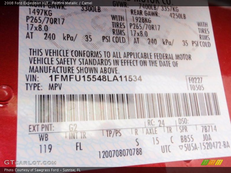 Redfire Metallic / Camel 2008 Ford Expedition XLT