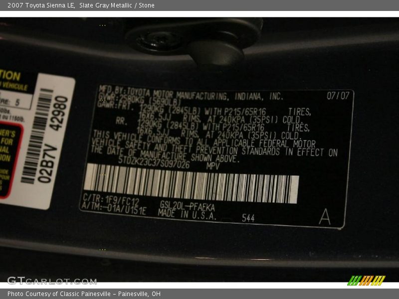 Slate Gray Metallic / Stone 2007 Toyota Sienna LE