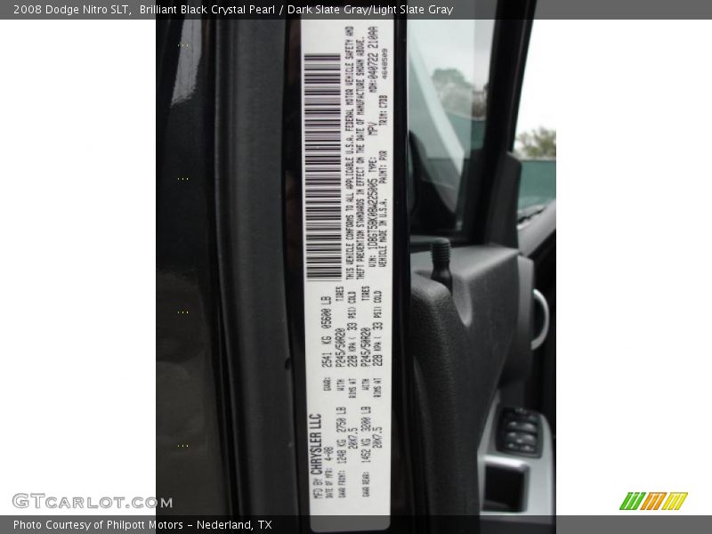 Brilliant Black Crystal Pearl / Dark Slate Gray/Light Slate Gray 2008 Dodge Nitro SLT