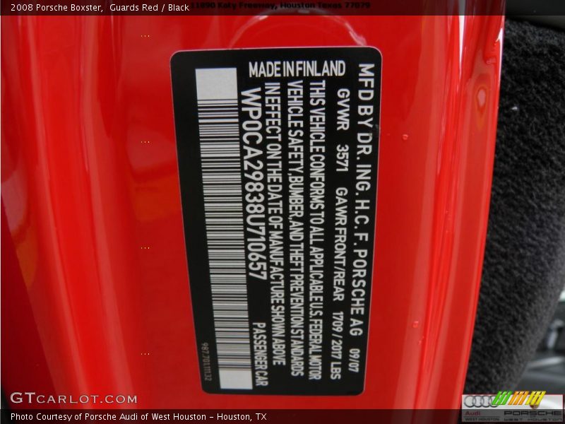 Guards Red / Black 2008 Porsche Boxster
