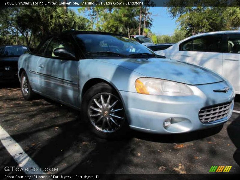 Sterling Blue Satin Glow / Sandstone 2001 Chrysler Sebring Limited Convertible