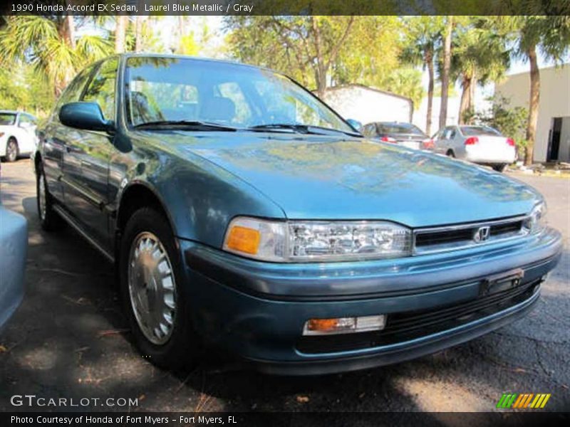 Laurel Blue Metallic / Gray 1990 Honda Accord EX Sedan