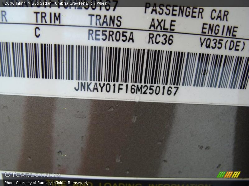 Umbria Gray Metallic / Wheat 2006 Infiniti M 35x Sedan