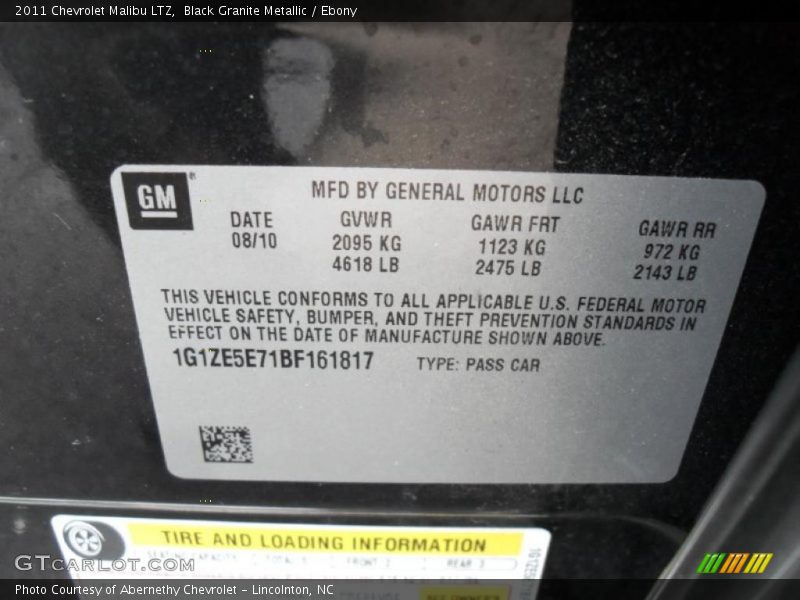 Black Granite Metallic / Ebony 2011 Chevrolet Malibu LTZ