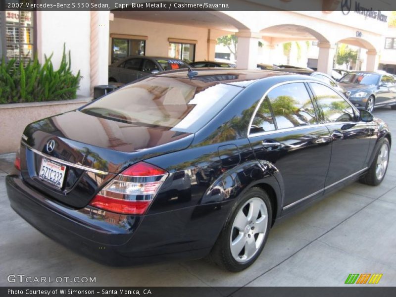Capri Blue Metallic / Cashmere/Savanna 2007 Mercedes-Benz S 550 Sedan