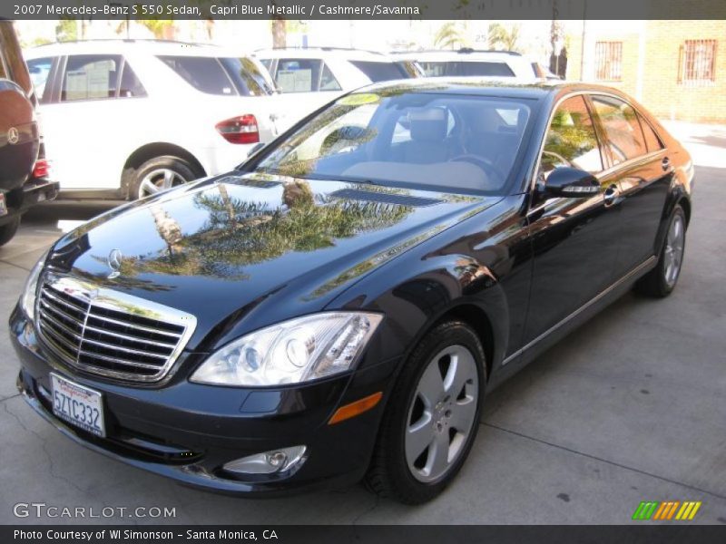 Capri Blue Metallic / Cashmere/Savanna 2007 Mercedes-Benz S 550 Sedan