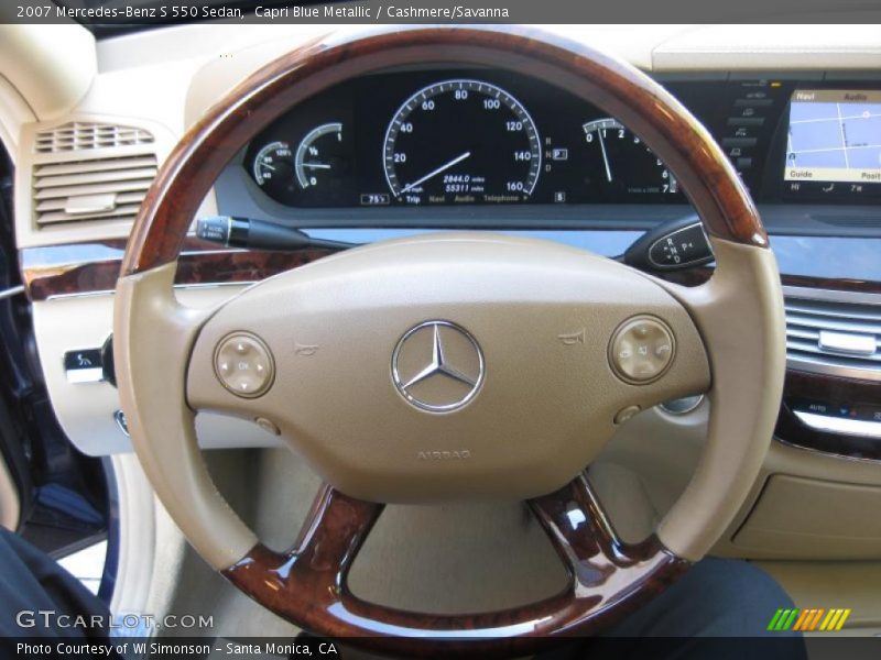 Capri Blue Metallic / Cashmere/Savanna 2007 Mercedes-Benz S 550 Sedan
