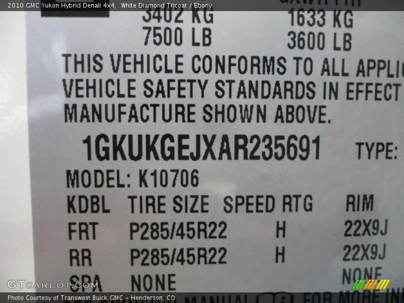White Diamond Tricoat / Ebony 2010 GMC Yukon Hybrid Denali 4x4