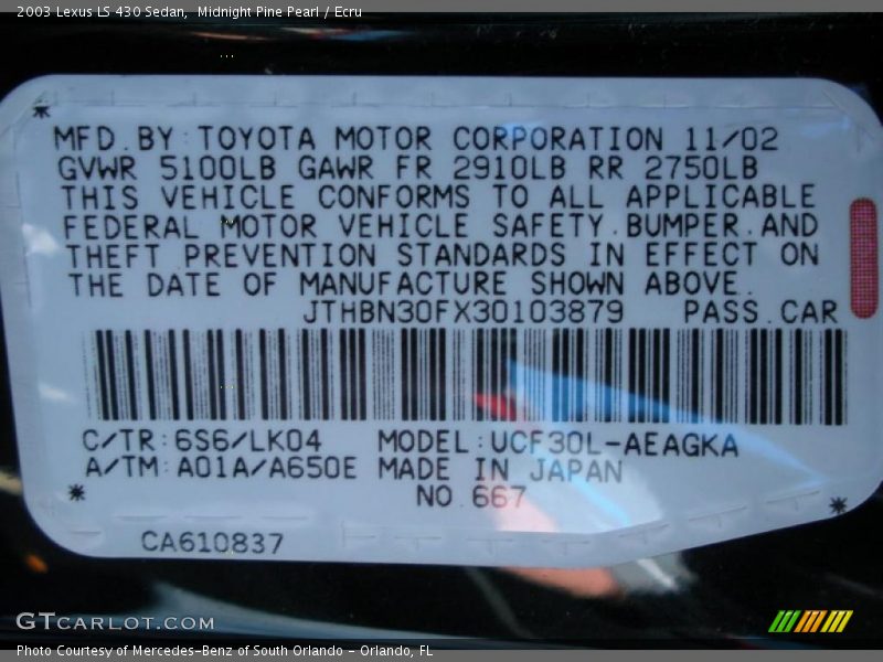 Midnight Pine Pearl / Ecru 2003 Lexus LS 430 Sedan