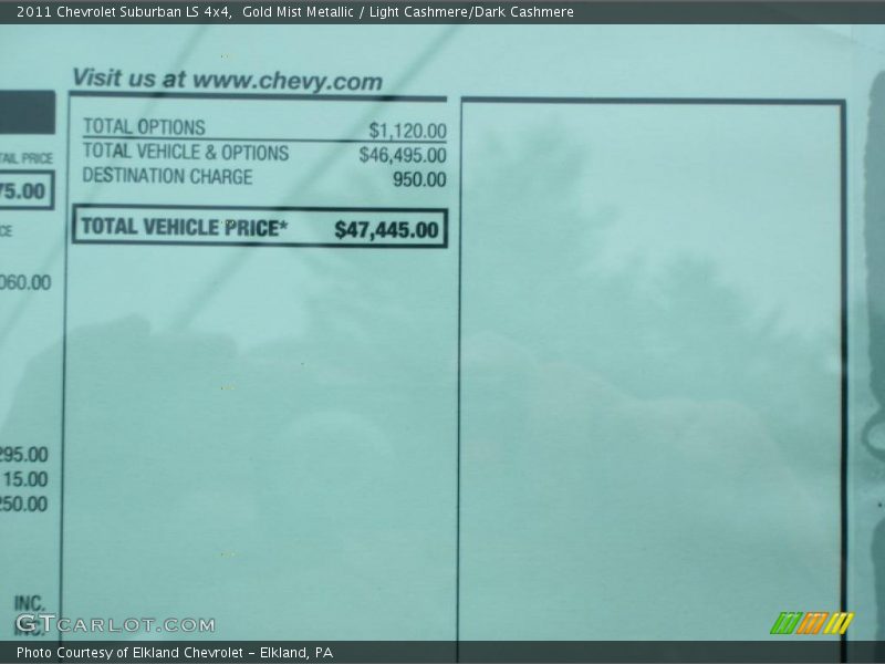  2011 Suburban LS 4x4 Window Sticker