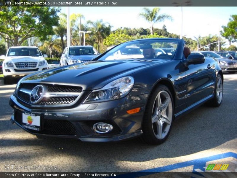 Steel Grey Metallic / Red 2011 Mercedes-Benz SL 550 Roadster