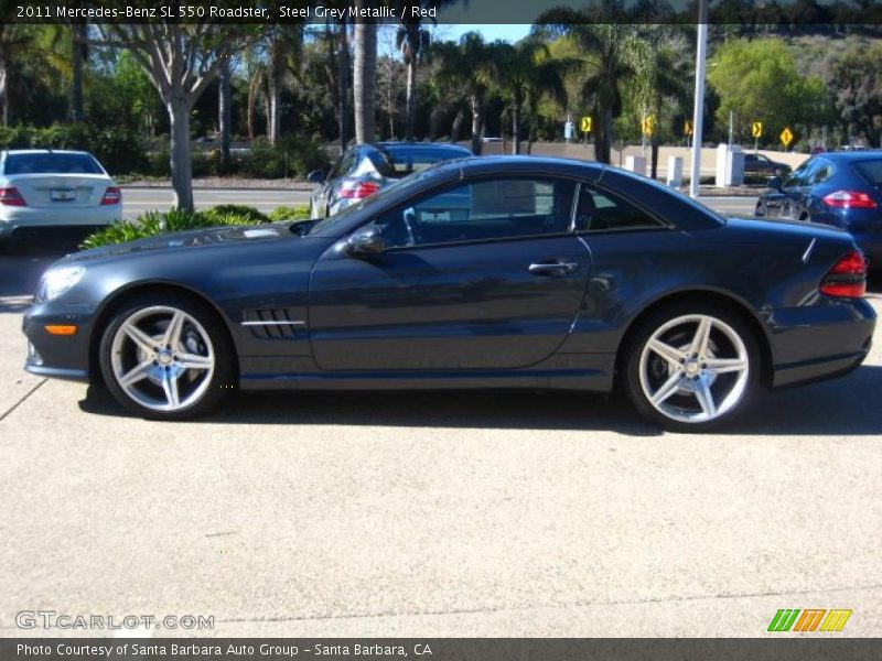 Steel Grey Metallic / Red 2011 Mercedes-Benz SL 550 Roadster