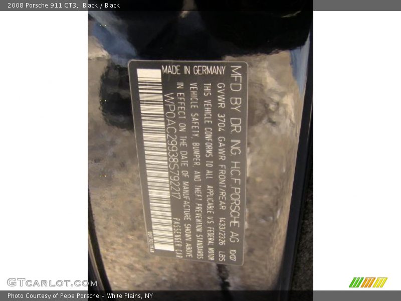 Black / Black 2008 Porsche 911 GT3
