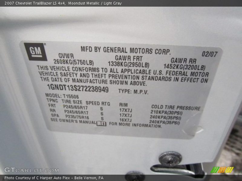 Moondust Metallic / Light Gray 2007 Chevrolet TrailBlazer LS 4x4